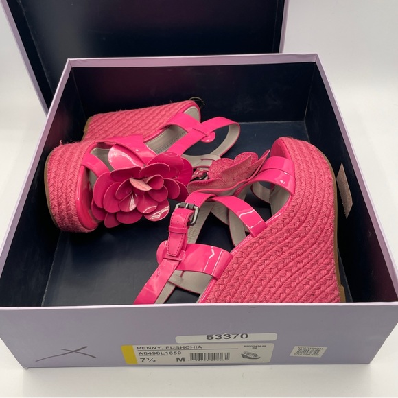 Vera Wang Lavender Penny WedgeEspadrilles 5.5”Sandal Floral PinkPatent Woman 7.5 - Picture 10 of 11
